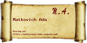 Matkovich Ada névjegykártya